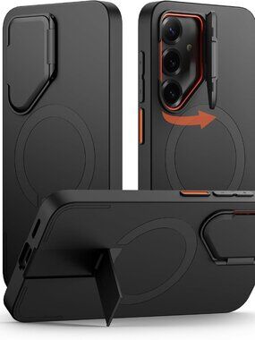 SURITCH Samsung Galaxy S25 Plus Case MagSafe Camera Cover Kickstand Black